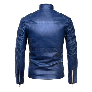 Hot Selling Men's Casual Leather <b>Jacket</b> Windproof Winter <b>Canvas</b> <b>Jacket</b> with Stand Collar and Front Logo New Fashion Style - Product Image 2