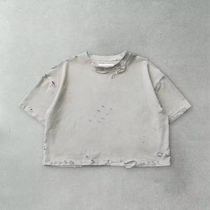 T-shirt en coton tricoté 100% délavé à l'acide 220 g/m² épais, style vintage, effet soleil délavé, écologique, ample, respirant, vierge, haute qualité pour homme - Product Image 2