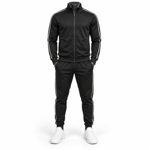 OEM Manufacturer Print Cut Hem Stacked <b>Sweat</b> Pants Set for Men Jogger Sets Hem <b>Top</b> 2 Piece Men Tracksuits Set - Product Image 4