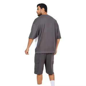 Ensemble T-shirt et short décontracté pour homme 2026 – Qualité supérieure, manches courtes, grandes tailles, 100 % coton, séchage rapide, deux pièces - Product Image 3