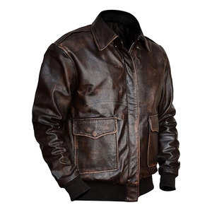 Blouson bomber en cuir pour homme, couleur unie, fermeture éclair intégrale, qualité supérieure, léger, pour l'hiver. - Product Image 3
