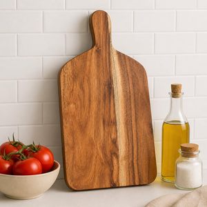 Planche à découper en bois d'acacia pour légumes, fruits, fromages, 38 x 18 cm, artisanale, Inde. Améliorez votre expérience culinaire. - Product Image 5