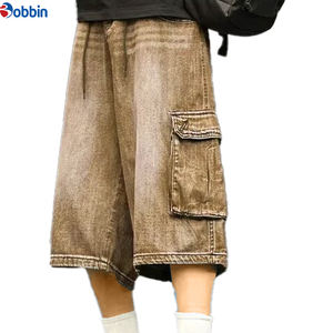 กางเกงยีนส์ขาสั้นทรงหลวมสไตล์ฮิปฮอปสตรีทแวร์แบรนด์ดังสำหรับผู้ชายและผู้หญิง ลุควินเทจ ซักฟอก เอวกลาง มีกระเป๋าหลายช่อง เหมาะสำหรับฤดูร้อน - Product Image 3