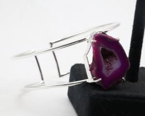 Bracelets ajustables en pierre Druzy naturelle avec argent allemand |   Bracelet manchette artisanal en pierre gemme Druzy |   Bijoux de mode pour femmes - Product Image 4