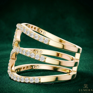 Lumera Women's D Color VVS2 Clarity Yellow Gold Lab Grown Diamond <b>Ring</b> Brilliant Cut <b>CZ</b> Side Stones IGI Certified 18K Gold - Product Image 2