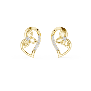 Juego de pendientes de diamantes cultivados en laboratorio UNIQUE PETAL, engastados en oro amarillo de 18 quilates, para mujer, para compromiso, boda, fiesta, regalo de San Valentín, uso diario - Product Image 1