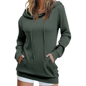 Nueva Llegada 2026 Sudadera de Algodón con Capucha y Manga Larga para Mujer, Color Sólido, con Bolsillos, Estilo Casual para Otoño/Invierno - Product Image 3