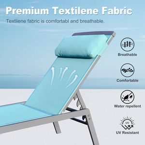 Set di 3 Chaise Longue da Patio in Alluminio Blu Lago, Sedie Reclinabili Regolabili per Piscina con Poggiatesta in Textilene - Product Image 2