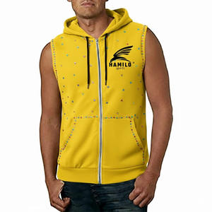 Sudadera con capucha sin mangas con cremallera de alta calidad para hombre, sudadera con capucha multicolor personalizada con cremallera, sudaderas y sudaderas con capucha básicas para hombre, mezcla de algodón - Product Image 4