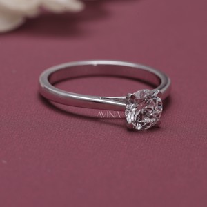 IGI Certified Round <b>Solitaire</b> Diamond Engagement & Wedding <b>Ring</b> in Solid 925 Sterling <b>Silver</b> - Product Image 6