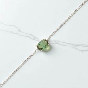 Pulsera de Turmalina Verde con Corte Ovalado Natural, Delicada y Única, Gema Verde Certificada, Joyería Fina - Product Image 1