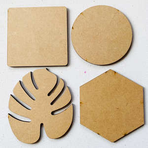 Sous-verres en MDF vierges personnalisables avec logo, formes feuille, hexagone, rond et carré - Product Image 1