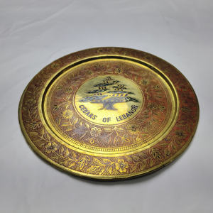 Plaque murale antique en laiton « Cèdres du Liban » – Souvenir traditionnel du Moyen-Orient peint à la main, métal gaufré - Product Image 5