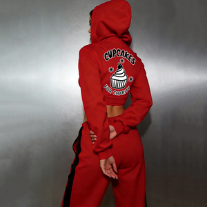 Sudadera con Capucha y Pantalones Cortos Personalizados para Mujer, Térmicos, Gruesos, 500 GSM 350 GSM, de Poliéster/Algodón, con Forro Polar, Bordados, Talla Grande - Product Image 5