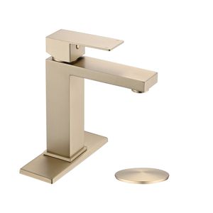 Rubinetto da Bagno Monocomando in Acciaio Inossidabile con Piastra di Copertura e Gruppo Scarico per Lavabo - Product Image 1