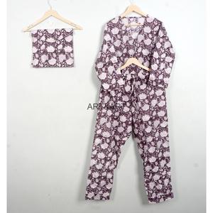 Conjunto de Pijama 100% Algodón de Alta Calidad para Verano y Otoño, Secado Rápido, Transpirable, Ropa de Estar Cómoda con Estampado Floral, Venta al Por Mayor para Primavera - Product Image 2
