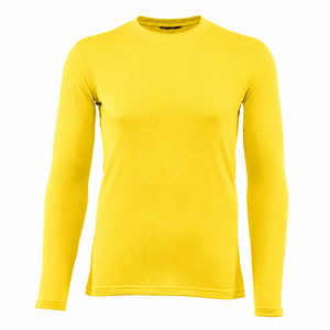T-shirt de compression thermique à manches longues et col rond pour homme, séchage rapide, respirant, jaune, athlétique, pour la gym, la mode streetwear - Product Image 1