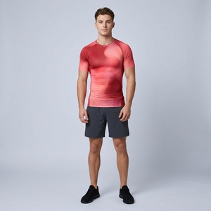 T-shirt de compression personnalisé pour homme, coupe ajustée, manches courtes, vêtements de sport actifs, entraînement en salle de sport, haut de performance - Product Image 1