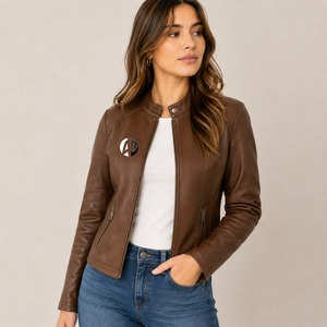 Veste de moto en cuir pour femme, fabriquée en usine, design économique, prix bas, logo personnalisé imprimé, imperméable, respirante, hiver, vente en gros MADNI - Product Image 6