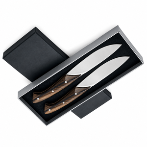 Couteaux de cuisine haut de gamme en acier inoxydable avec manches en bois, lames droites et affûtées pour trancher la viande, la restauration et la préparation des aliments - Product Image 2