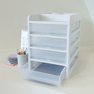Cajonera de Escritorio Transparente A4 Fabricada en Corea, Organizador de Plástico Apilable de 4 Niveles con Tapa para Documentos de Oficina en el Hogar - Product Image 2