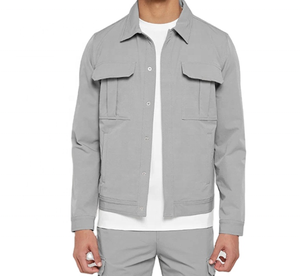 Veste et pantalon coupe-vent décontractés à capuche en nylon épais tissé Softshell d'hiver à logo personnalisé ensemble deux pièces survêtement pour hommes - Product Image 5