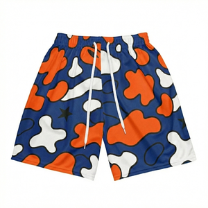 Pantalones Cortos Deportivos de Malla Transpirable para Hombre, con Logotipo Frontal de 5 Pulgadas, Estilo Urbano, Cintura Elástica, Secado Rápido, Impresión Personalizada - Product Image 1