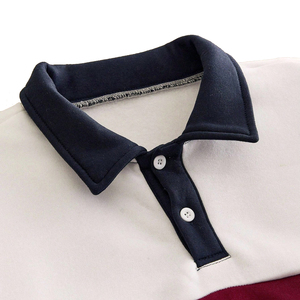 Polo à manches longues en tricot pour homme, blanc et rouge, style décontracté - Product Image 3