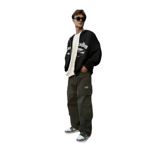 Sweat-shirt léger à capuche zippé en coton French Terry, sweats décontractés surdimensionnés à fermeture éclair, sweat-shirt personnalisé avec impression et jogging - Product Image 4