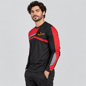 Camiseta Deportiva de Manga Larga para Hombre, Última Llegada, Negra, Roja, Gris, Secado Rápido, Cuello Redondo, Corte Regular, Diseño Estampado - Product Image 2