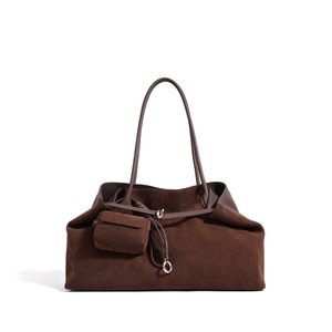 Bolso Tote de Gamuza para Mujer, con Cierre de Cordón, Estilo Minimalista, Color Rojo - Product Image 5