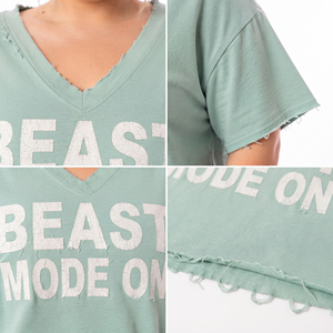 Gym Fitness Plus Size T Shirt <b>Distressed</b> Hem Embroidered Tee Loose Fit Short Sleeve Tee <b>Top</b> 100% Cotton Polyester Summer T-Shirt - Product Image 6