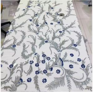 Tissu de broderie en dentelle lourde perlée pour robes de soirée pour femmes, provenant d'un fournisseur indien, au prix de gros - Product Image 1