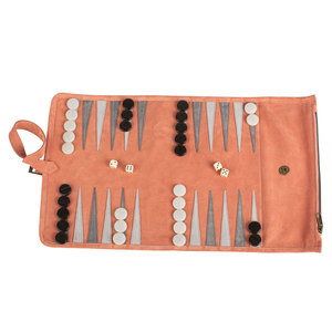 Custom Portable Leather Foldable Travel <b>Backgammon</b> Set for Outdoor & Party Use with Companion Roll-Up <b>Board</b> - Product Image 1