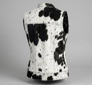 Cowhide Pattern Vest Genuine Leather <b>Sleeveless</b> <b>Jacket</b> Windproof Outerwear for Winter, Cow Print Western <b>Sleeveless</b> Leather - Product Image 2