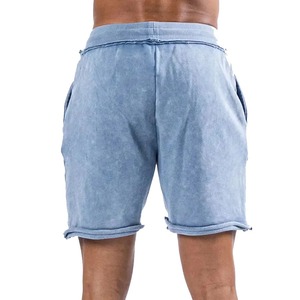 Shorts de sport pour homme en coton uni respirant, taille mi-haute, tricotés, avec cordon de serrage, taille élastique, séchage rapide, poches - Product Image 5