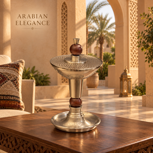 Metalwork Wood Accent Bakhoor Burner | Stainless Steel Arabic Oud Incense Holder Islamic <b>Home</b> <b>Decor</b> Ramadan Eid Gift Luxury Gift - Product Image 2