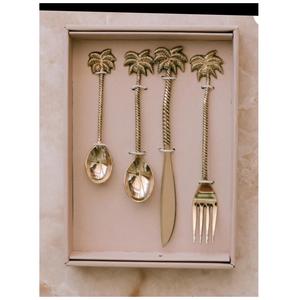 Juego de Utensilios de Servir de Lujo Modernos con Mango de Madera y Latón Antideslizante, 6 Piezas, Cuchara, Tenedor, Espátula, Aptos para Lavavajillas, Ecológicos, para Hotel - Product Image 6