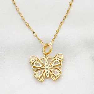 Collar con Colgante de Mariposa Chapado en Oro de Plata Esterlina 925 con Circonita Cúbica de Corte Pera y Cadena de Labios, Joyería al por Mayor para Mujer, Regalo para Fiesta - Product Image 3