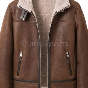 Men's Sheepskin Leather <b>Jacket</b> Winter Warm Shearling Faux <b>Fur</b> <b>Lined</b> Coat Customized Leather <b>Jacket</b> For Men - Product Image 3