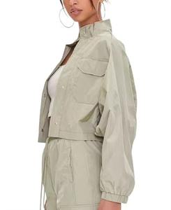 Conjunto de 2 Piezas de Chaqueta Cortavientos de Nailon para Mujer, con Capucha y Cordón Ajustable, Impermeable, Ecológico, Resistente al Viento, Estampado, Sólido, Elegante - Product Image 2