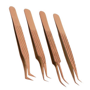 Pinces à épiler pour cils en acier inoxydable plaqué or rose, lot de 4 pinces à épiler pour extensions de cils, pour la beauté - Product Image 5