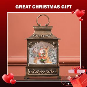 Bronze <b>Christmas</b> <b>Musical</b> <b>Snow</b> <b>Globe</b> Lantern Lighted and Battery Operated with Swirling Glitter Xmas Decoration - Product Image 5