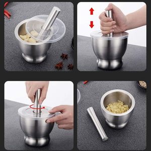 Premium Stainless Steel Alloy Steel Mortar and Pestle Durable Heavy Duty Spice <b>Grinder</b> for Kitchen Use - Product Image 4