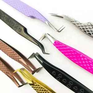 Pinzas para Extensión de Pestañas en Forma de Corazón, con Agarre de Diamante, Punta Puntiaguda, Acero Inoxidable, Curvadas a 45/90 Grados, Antiestáticas - Product Image 5