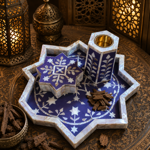 Best Selling MOP Inlay Bakhoor Burner Set Star Shaped Tray and Storage <b>Box</b> Shell Inlay Arabic Incense Burner <b>Ramadan</b> Eid <b>Gift</b> - Product Image 1