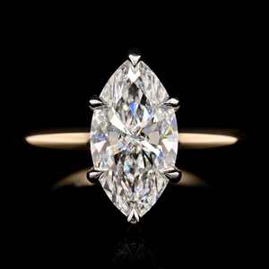 Anillo de compromiso y boda de plata de ley 925 con moissanita de corte marquesa de 4 quilates (8x16MM) y seis garras, regalos para fiestas - Product Image 1