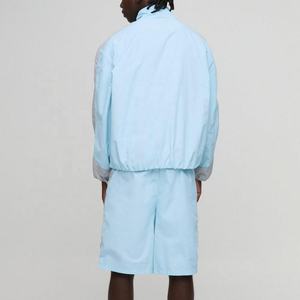 ชุดวอร์มซิปแบบนุ่ม ผ้าไนลอนยับทรงบ็อกซี่ สำหรับผู้ชายและผู้หญิง เสื้อแจ็คเก็ตและกางเกงขาสั้น ชุดกันลม - Product Image 6