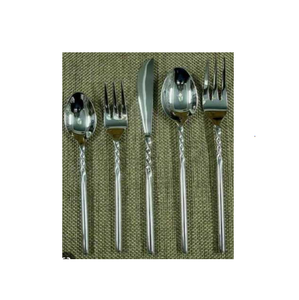 Ensemble de couverts de luxe 5 pièces en acier inoxydable avec manche martelé, couteau, fourchette, cuillère, compatible lave-vaisselle, finition poli miroir - Product Image 6