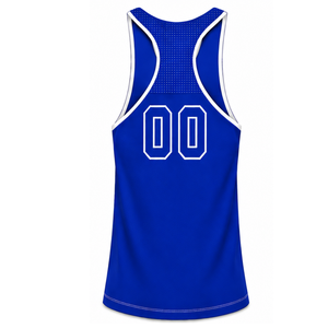 Royal Blue White <b>Swim</b> Set Sleeveless Racerback Tank <b>Top</b> with Matching Shorts Lightweight Quick Dry Training Performance Swimwear - Product Image 4